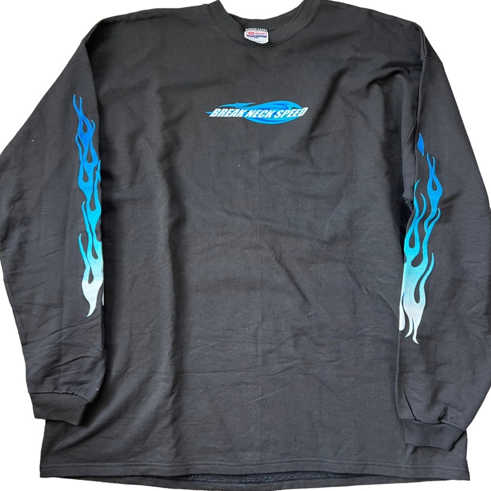 Hanes Mens Tee Shirt XL 46-48 Black Long Sleeve Break Neck Speed